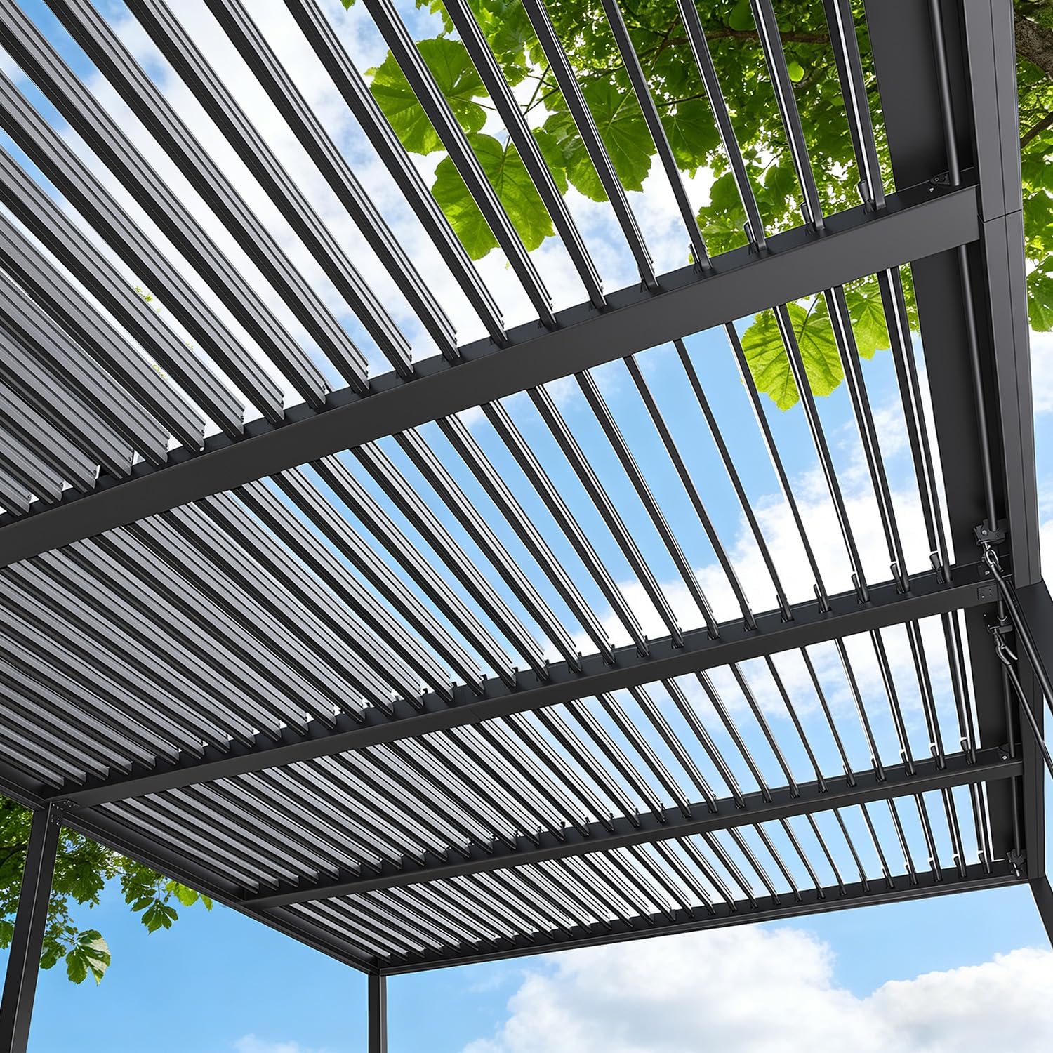 MELLCOM Pergola Louvered 10x20,Metal Hardtop Pergola with Adjustable Roof for Sun & Rain Shade, Outdoor Gazebo with Integrated Drainage System, Modern Rustproof Patio Canopy Carport