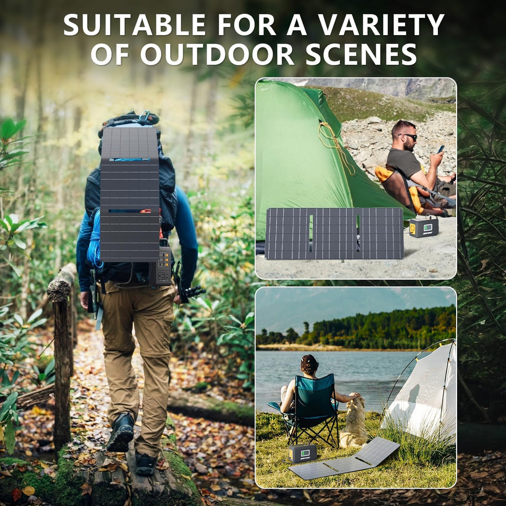 HOWEASY Solar Generator 120W(240W Peak), Portable Power Station with 30W Solar Panel,Power Bank with 110V AC Outlet for Camping, Home, Outdoor Emergency
