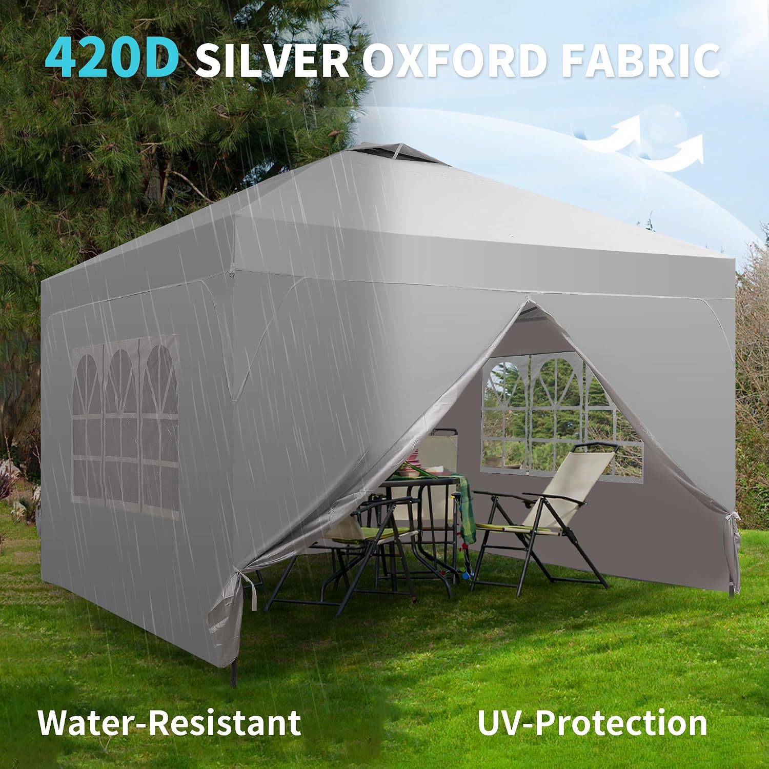 8x8 Pop Up Canopy Tent with One Push Setup, Portable Sun Shade Tent, Instant Easy Up Canopy with 4-Sidewalls & Hand Bag, Outdoor Fldable Gazebo with Vent Top, White.