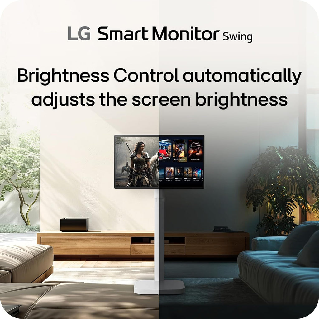 LG Smart Monitor Swing 32U889SA-W 32-Inch 4K UHD (3840x2160) IPS Touchscreen on a Fully Adjustable Wheeled Base HDR10, webOS, Built-in Speaker, HDMI, USB Type-C, Tilt/Height/Swivel/Pivot Stand, White