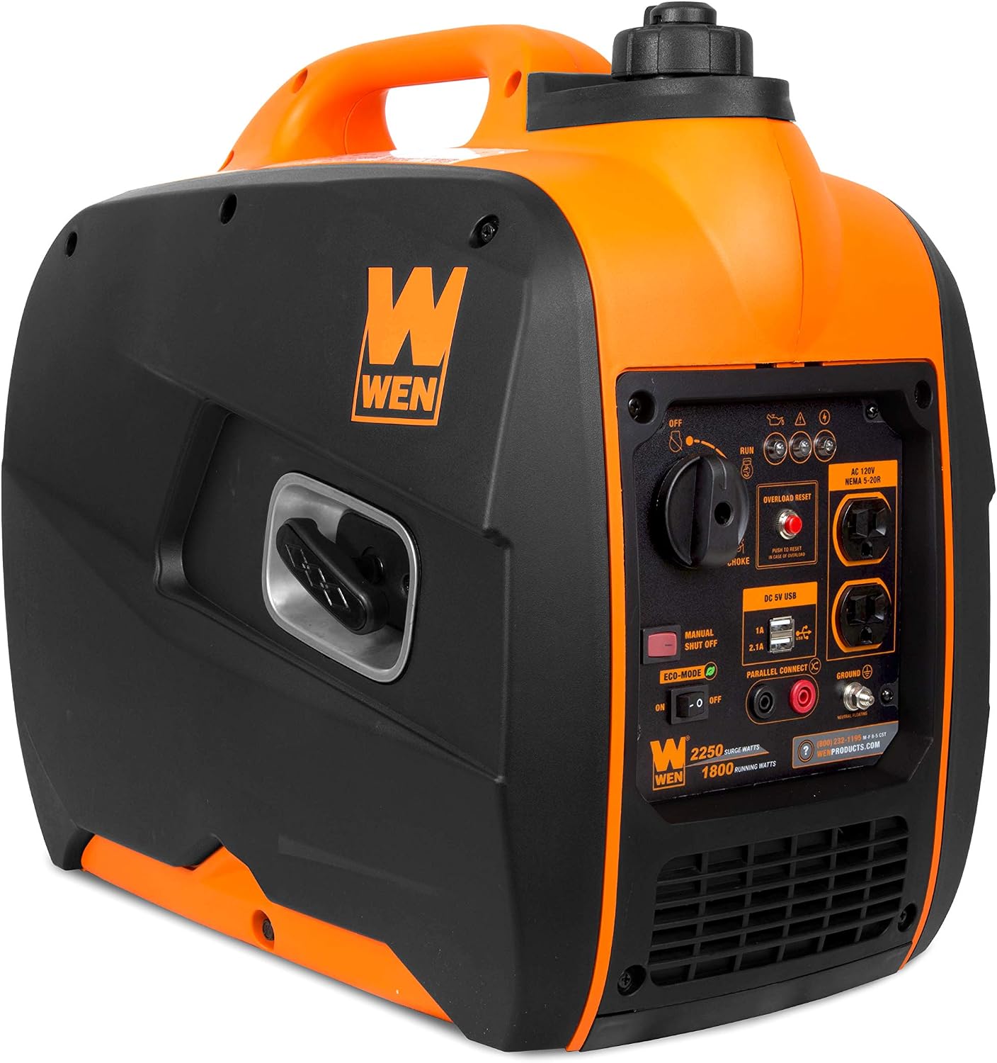 WEN 56225i 2250-Watt Gas Powered Portable Inverter Generator with Fuel Shut-Off, CARB Compliant , Black