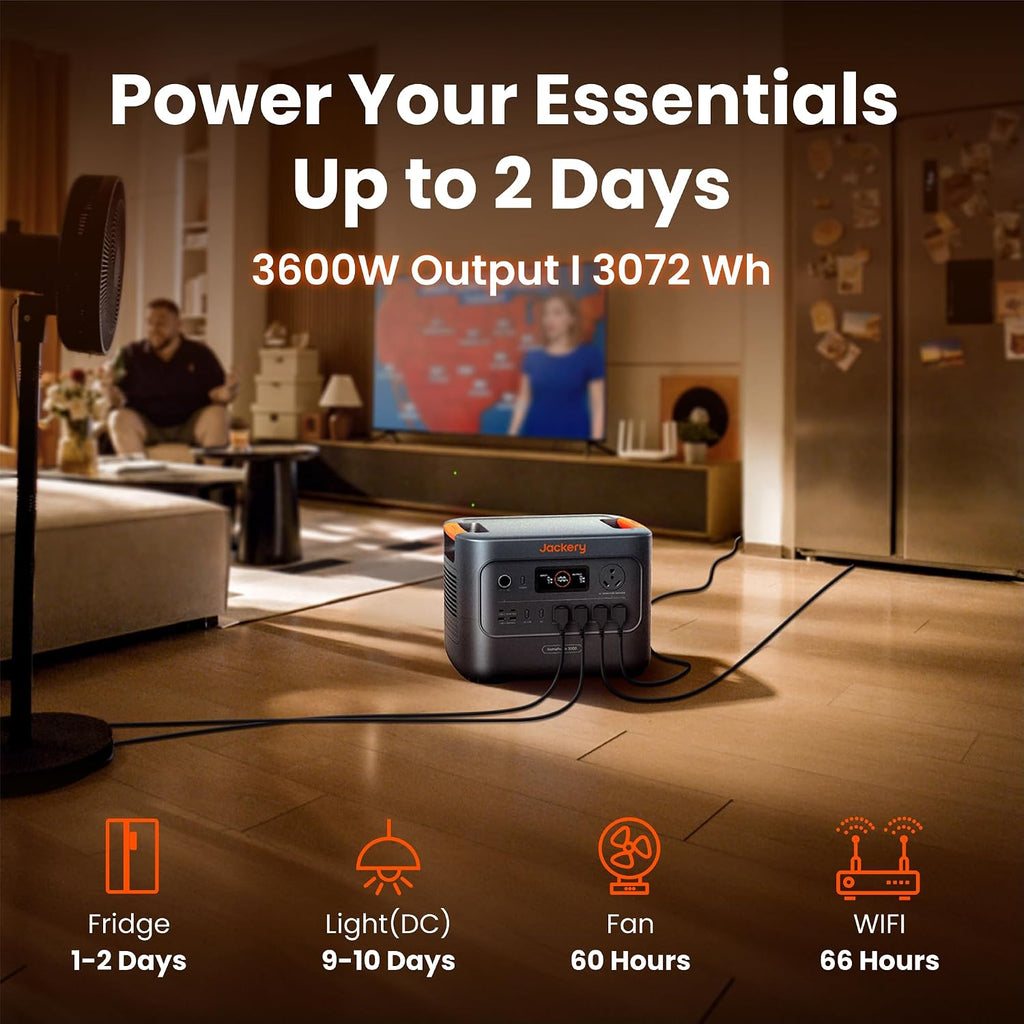 Jackery HomePower 3000 Portable Power Station with 500X Solar Panels, 3600W (Surge 7200W) Output, 3072Wh LFP Solar Generator, Essential Backup for Home Use, Power Outage, Emergencies
