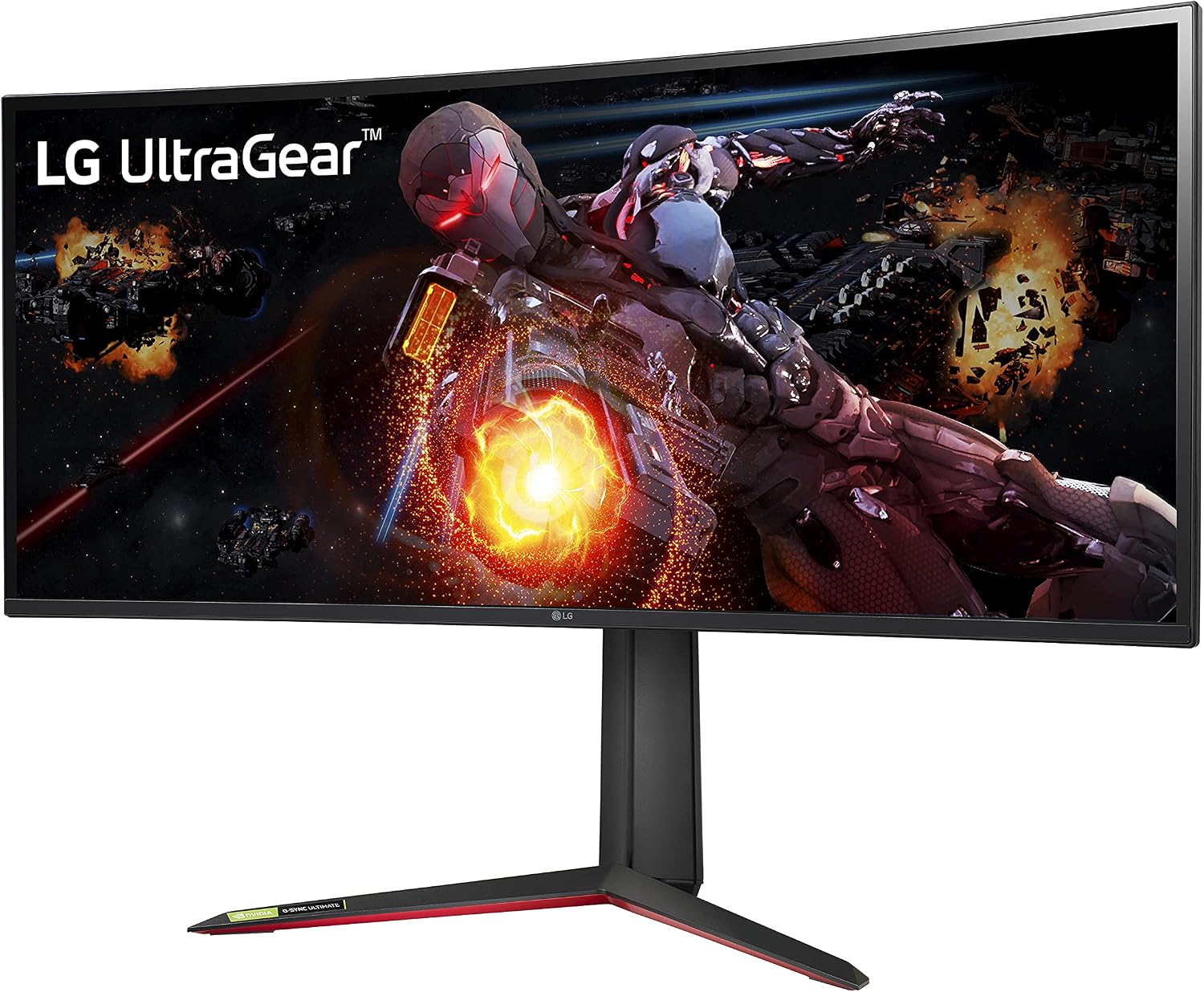 LG 34GP950G-B 34 Inch Ultragear QHD (3440 x 1440) Nano IPS Curved Gaming Monitor with 1ms Response Time and 144HZ Refresh Rate and NVIDIA G-SYNC Ultimate with Tilt/Height Adjustable Stand - Black