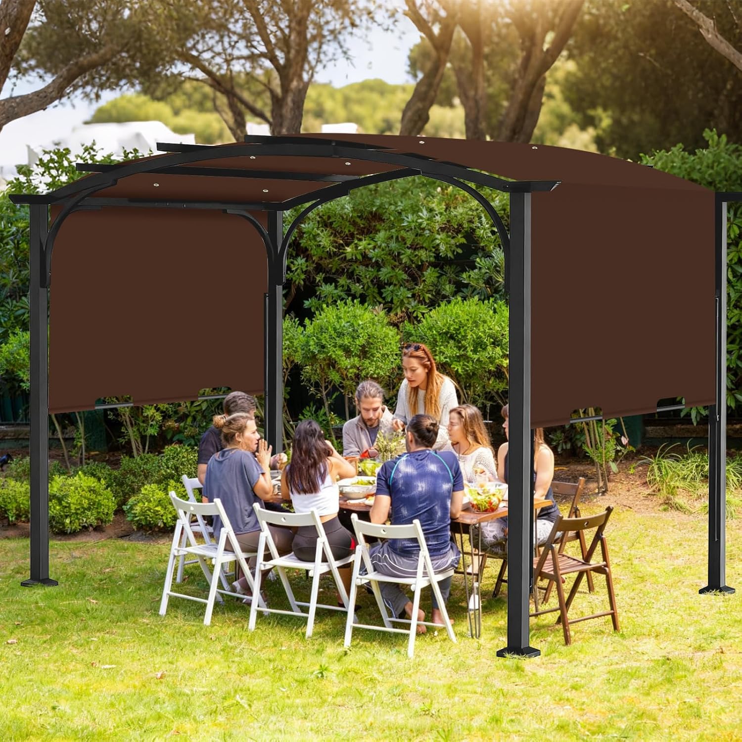 Pergola Canopy Replacement Cover for Lowe's Allen + Roth 10x10 Ft Freestanding Pergola, 200' x 103' Shade Cover, Compatible with Model #L-PG152PST-B,Cover Only (Coffee)