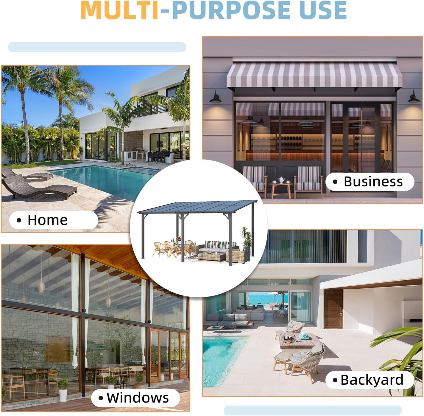 AECOJOY 28' x 10' Gazebo for Patio, Large Wall-Mounted Hard Top Lean-to Gazebo Pergola with Roof 10' x 28' on Clearance, Heavy Duty Patio Awnings for Decks, Backyard