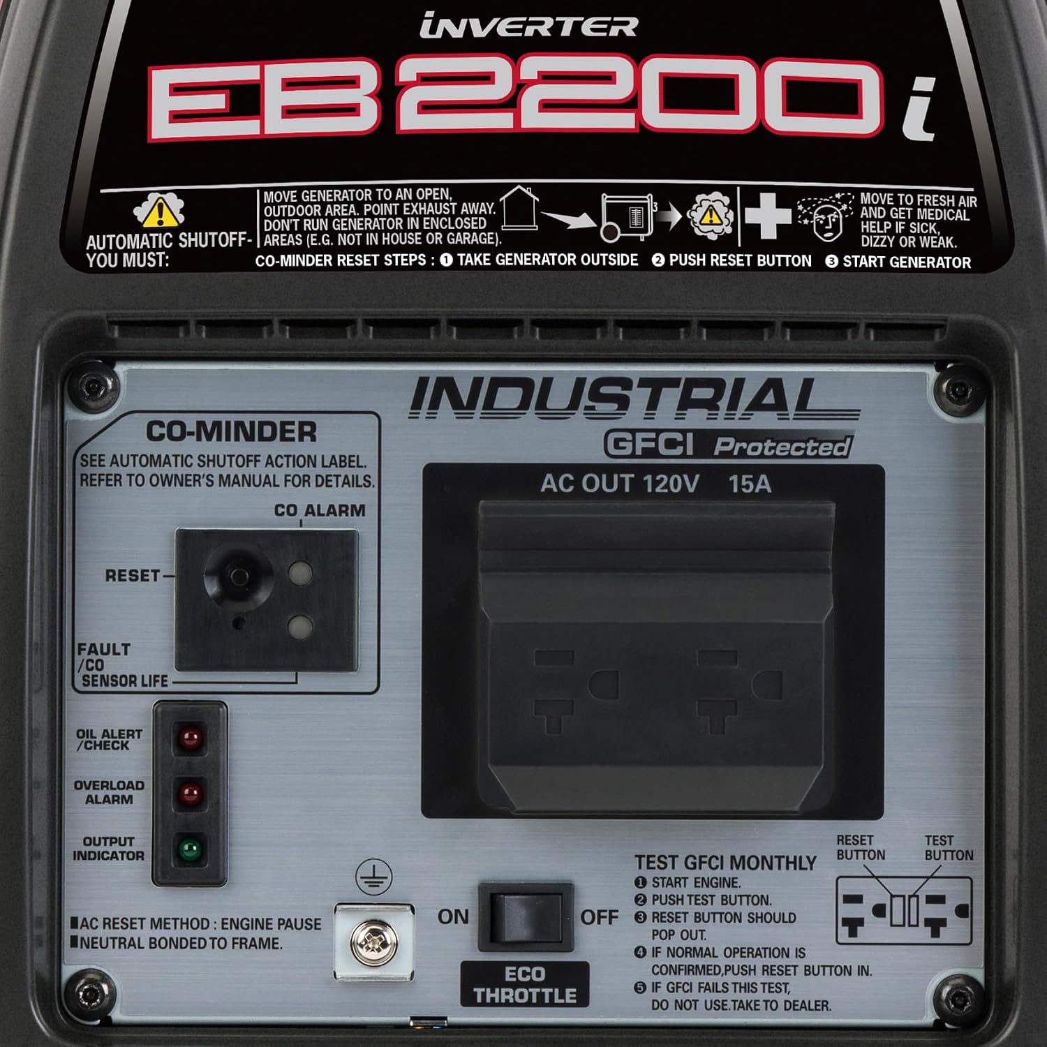Honda EB2200i 2200 Watt Inverter Generator, Super Quiet 120V Gas Powered OSHA-Compliant Outdoor Portable Generator for Construction Site or Backup Power Supply, Up to 8.1 Hour Run Time (EB2200ITA)