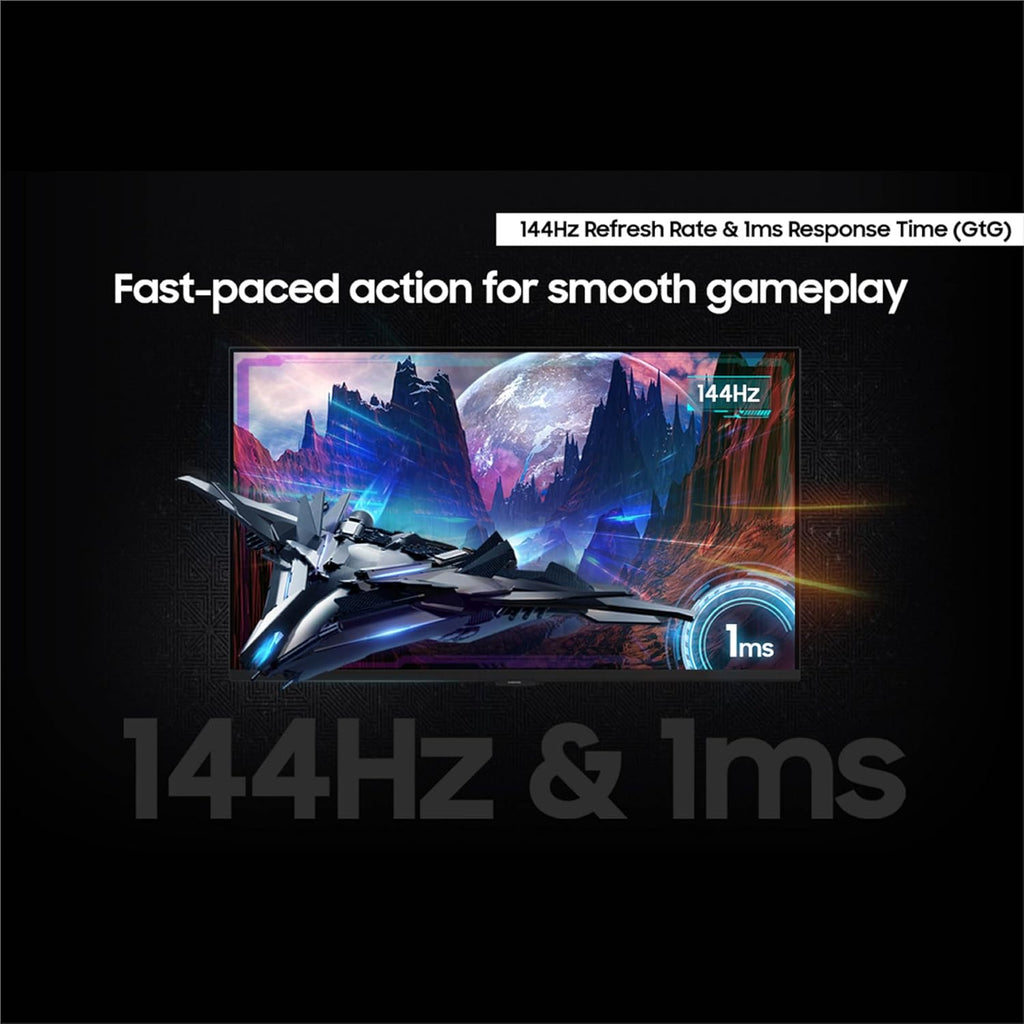 Samsung 27' Odyssey G7 (G70D) 4K UHD IPS 144Hz 1ms(GtG) Smart Gaming Monitor, G-Sync Compatible, AMD Freesync Premium, Vivid Colors, Adjustable Stand, Black Equalizer, LS27DG702ENXZA