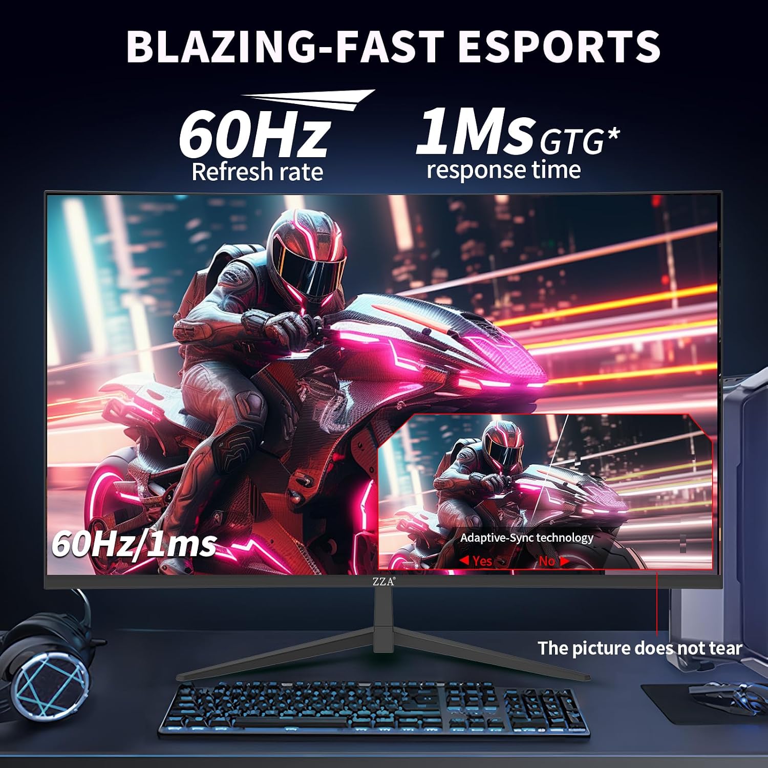 ZZA 32 Inch Curved Monitor 4K, 60HZ UHD (3840 * 2160P) 3000R VA Panel, Gaming Monitor with AMD Freesync, 100% sRGB HDR10 Wall Mountable (HDMI 2.0/DP 1.4 * 2)