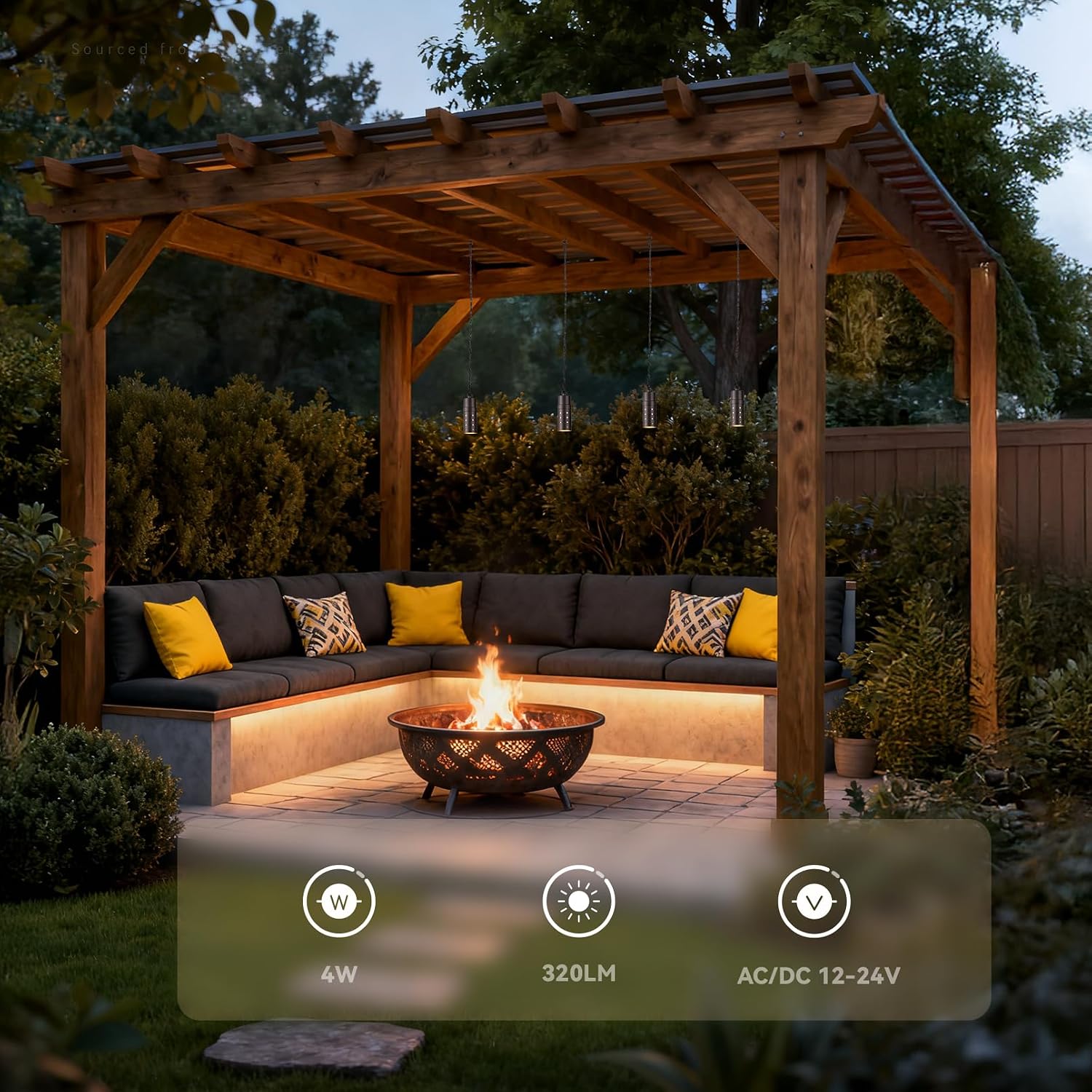 LEONLITE 5CCT Low Voltage Hanging Lights Outdoor, LED Landscape Pendant Lights, ETL Listed, 12V Hanging Tree Light for Gazebo, Pergola, Garden, Aluminum, IP65, Oil Rubbed Bronze, Pack of 4