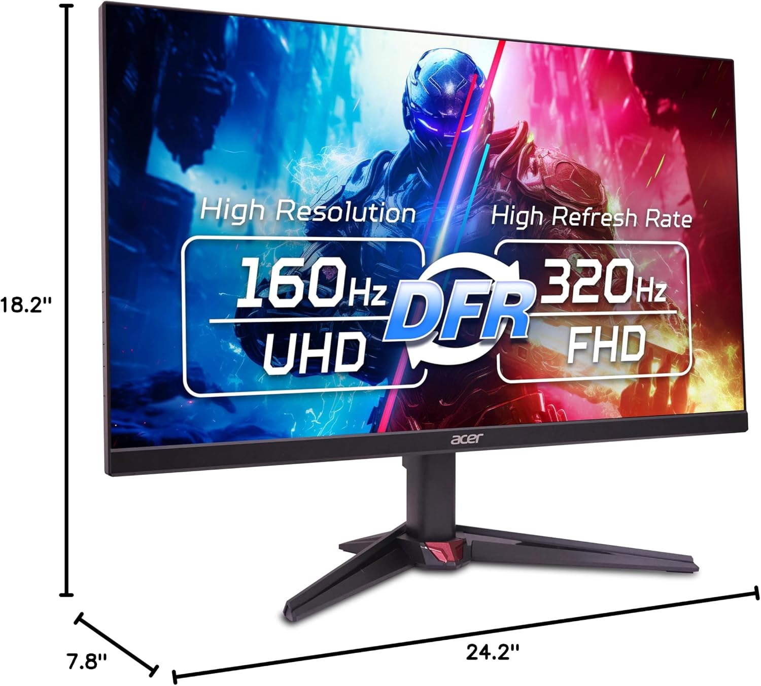 acer Nitro 27' 4K UHD 3840 x 2160 Gaming IPS Monitor | AMD FreeSync Premium | Up to 160Hz Refresh Rate with DFR to FHD 320Hz| Up to 0.5ms | 1 x Display Port 1.4 & 2 x HDMI 2.1 Ports | VG270K V4bmiipx