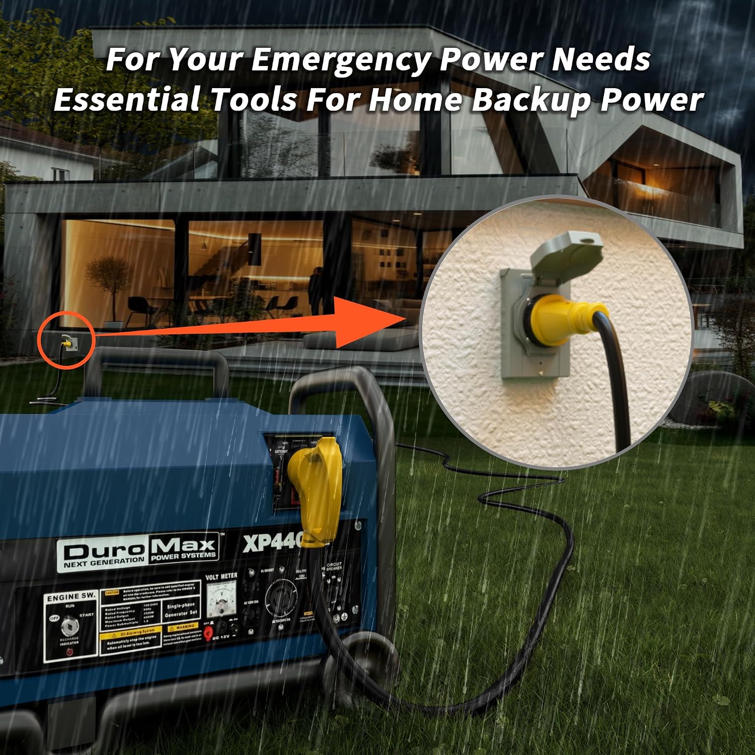 PlugSaf 50 Amp Generator Cord, 50FT 50 Amp RV Extension Cord with Twist Lock, Generator Cable 50A 4 Prong Yellow, NEMA 14-50P/SS2-50R Heavy Duty STW Wire for RV Camper & House