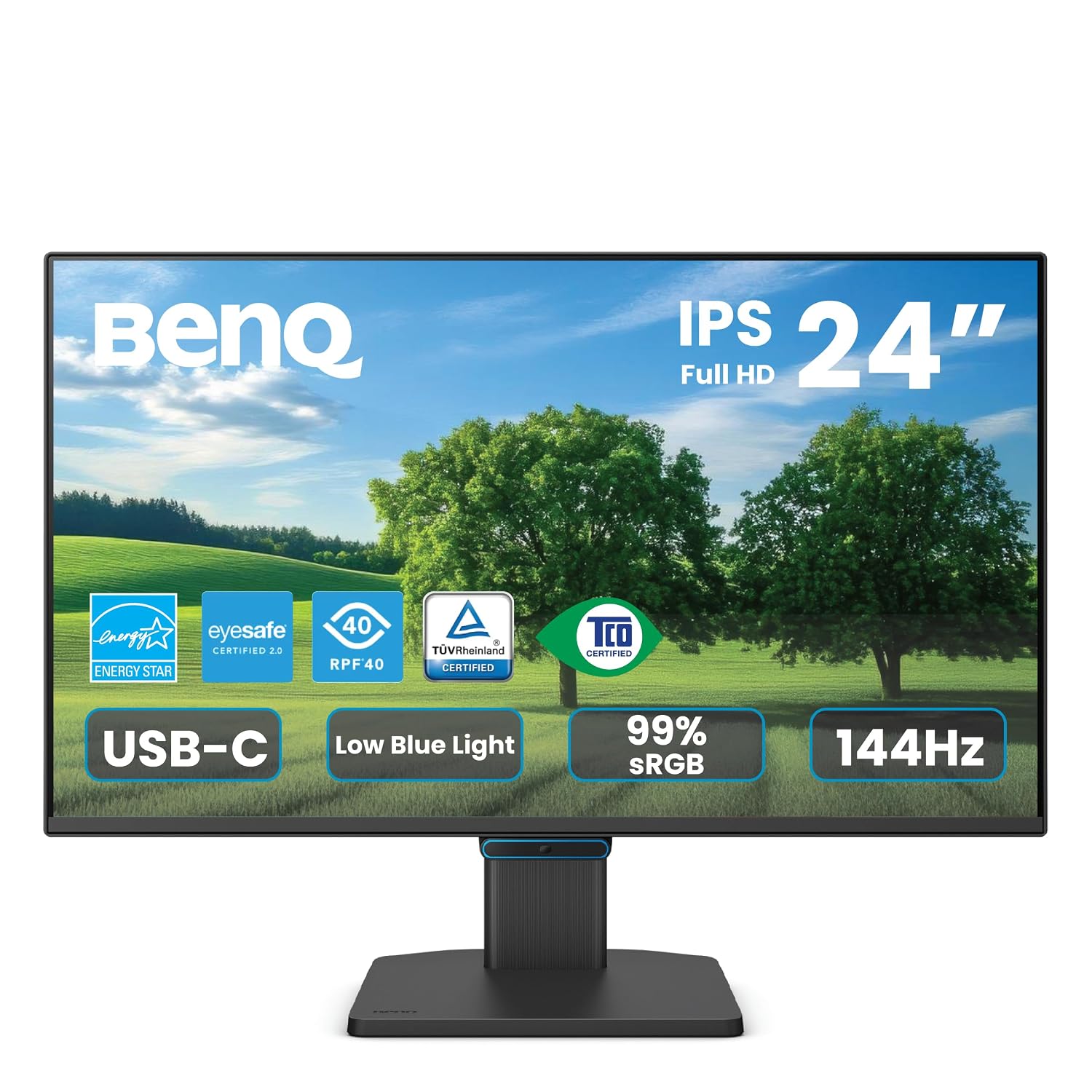 BenQ GW2490C 23.8' IPS Computer Montior 1080P FHD 144Hz Game-Ready, Home Office, USB-C, Visual Optimizer, Flicker-Free, Low Blue Light, Ultra Slim Bezel, TUV-Certified, Eye-CareU
