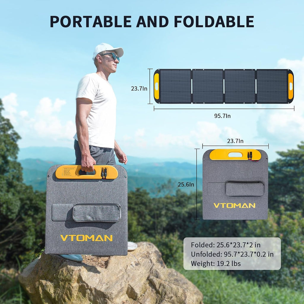 VTOMAN 3096Wh Solar Generator with 200W Solar Panel & Extra Battery, 1800W (Peak 3600W) LiFePO4 Battery Large Capacity Portable Power Station for Power Outages, RV, Camping, Backup, Emergencies