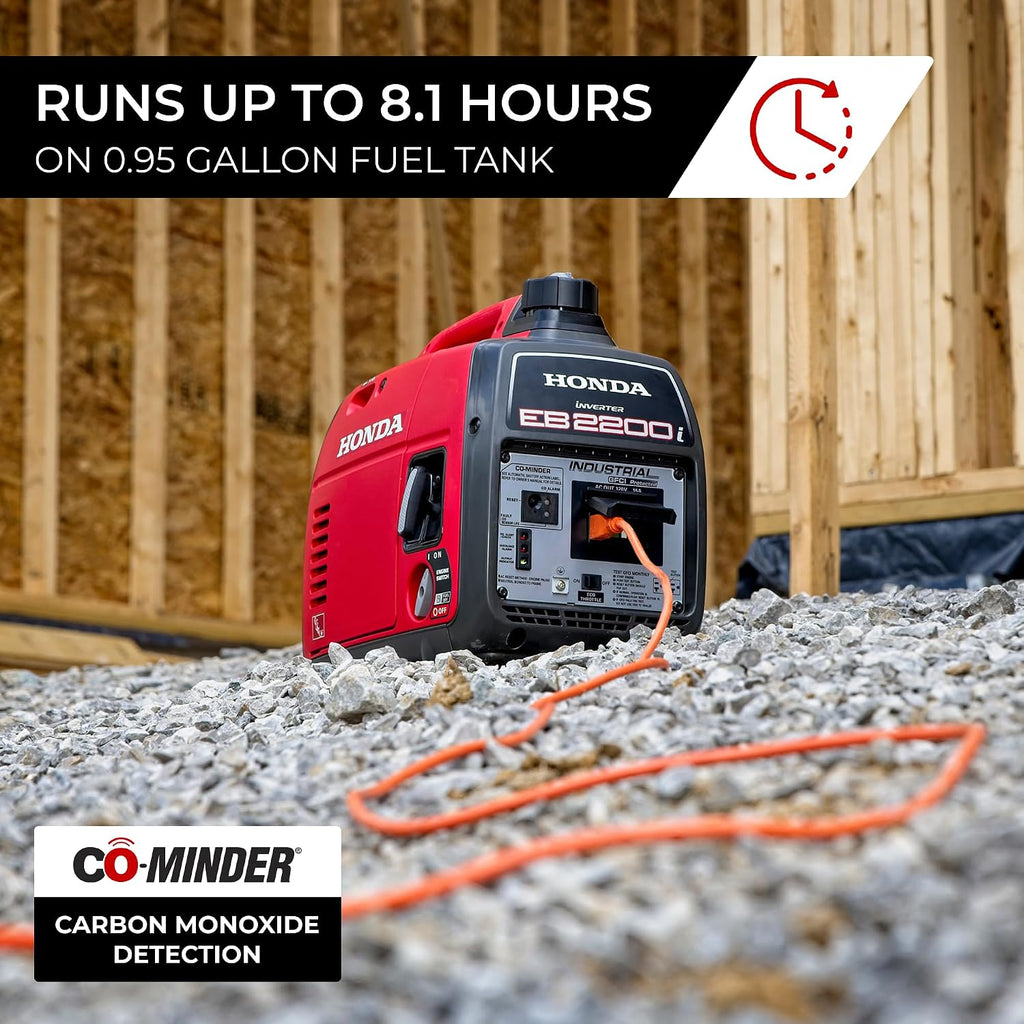 Honda EB2200i 2200 Watt Inverter Generator, Super Quiet 120V Gas Powered OSHA-Compliant Outdoor Portable Generator for Construction Site or Backup Power Supply, Up to 8.1 Hour Run Time (EB2200ITA)