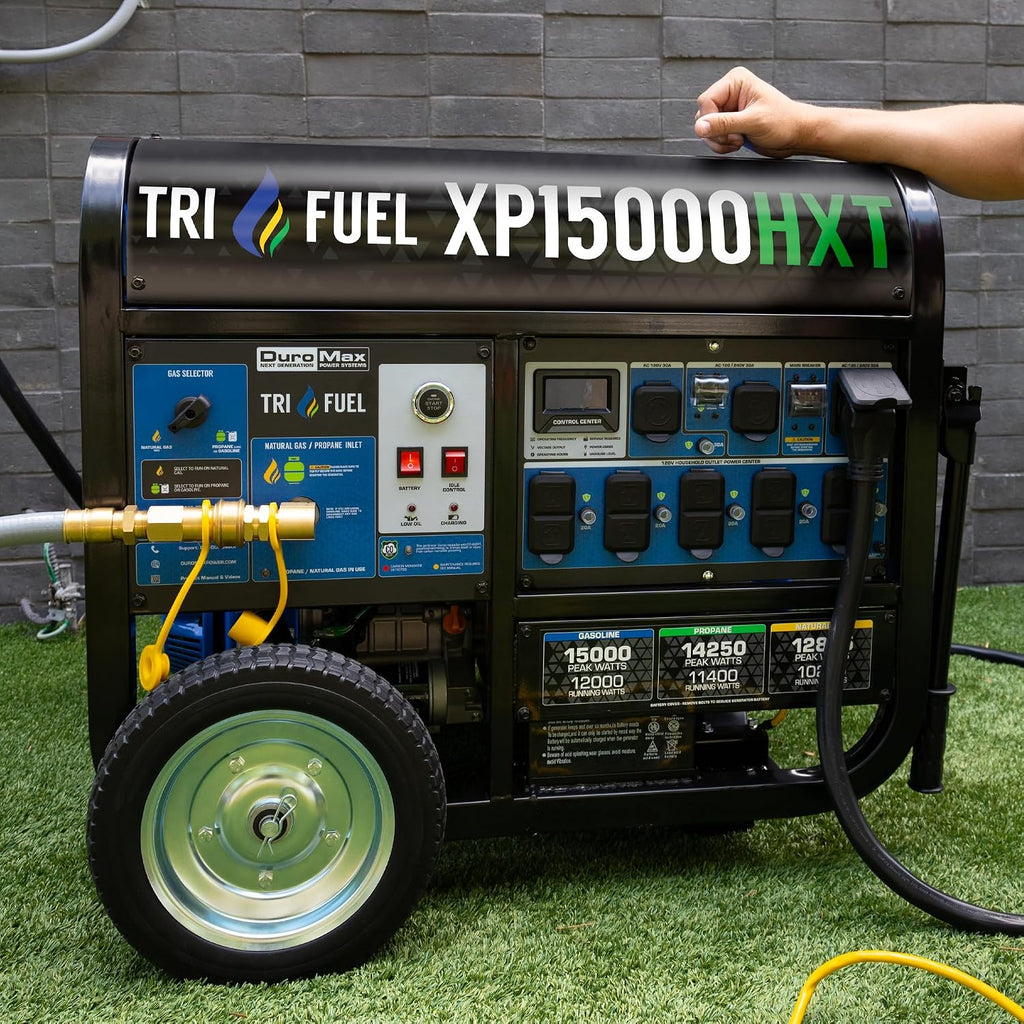 DuroMax XP15000HXT 15,000 Watt Tri Fuel Portable Home Power Backup HXT Generator w/CO Alert