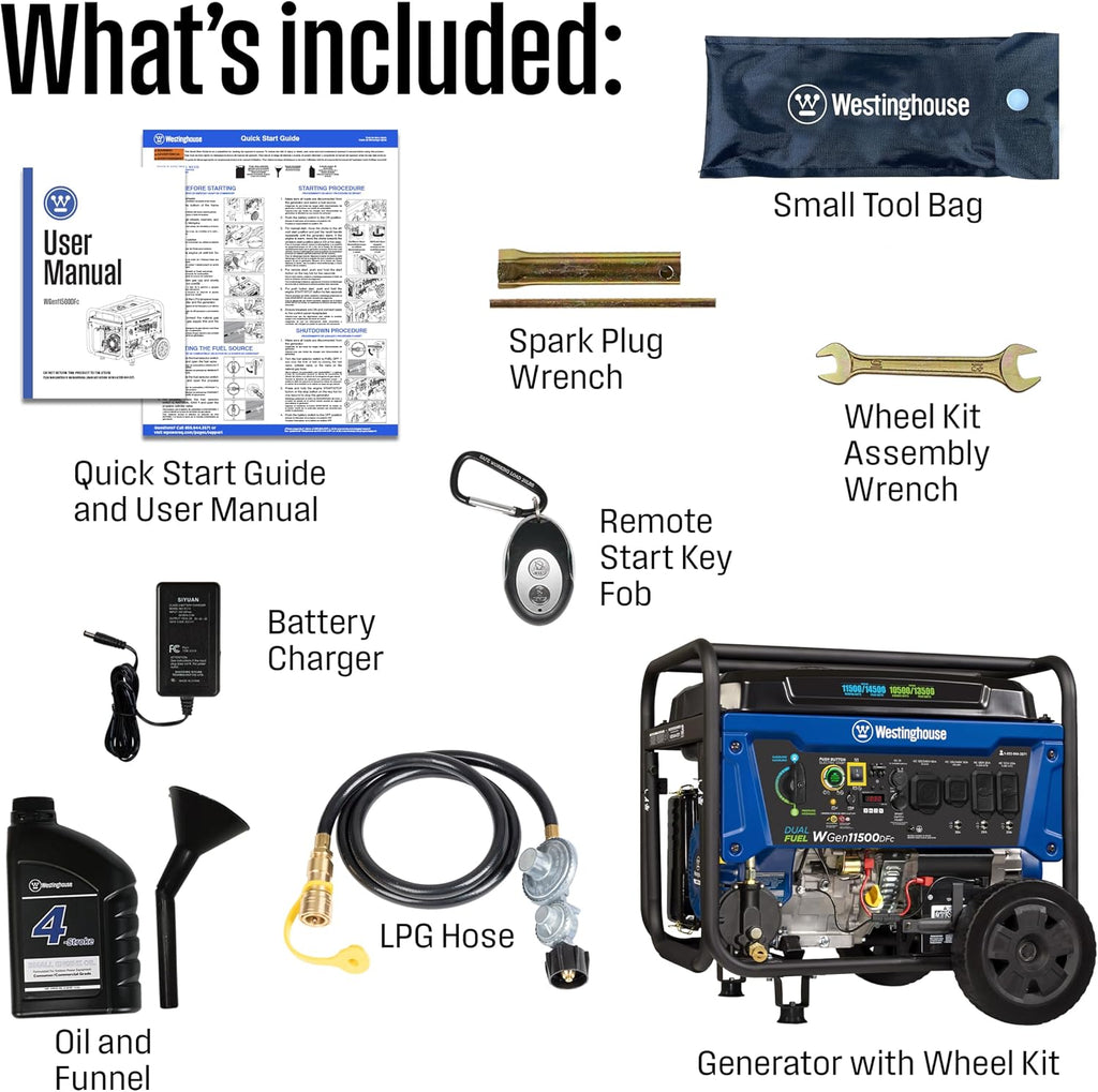 Westinghouse Outdoor Power Equipment 14500 Peak Watt Dual Fuel Home Backup Portable Generator, Remote Electric Start, Transfer Switch Ready, Gas and Propane Powered