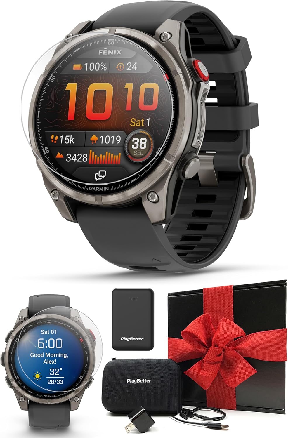 Garmin Fenix 8 Pro AMOLED Sapphire (47mm, Titanium/Graphite) Multisport GPS Smartwatch Bundle - 1.4' Touchscreen, inReach Technology with PlayBetter Charger, Screen Protectors, Adapter & Case