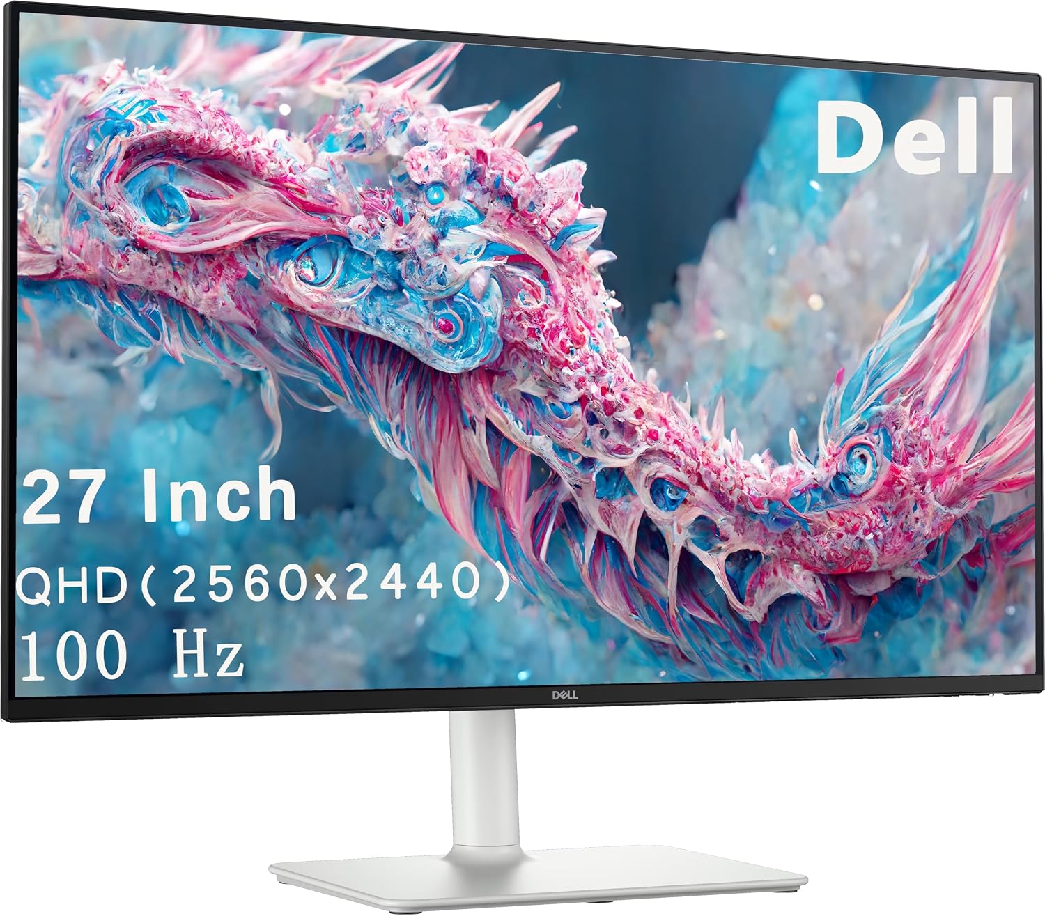 Dell 27' QHD Monitor - 100Hz Refresh Rate 1500:1 Contrast Ratio, TÜV Rheinland Eye Comfort 4 Star, VESA, Integrated 2x5W Speaker, Pivot/Swivel/Tilt/Height - 2 x HDMI/DisplayPort, Ash White
