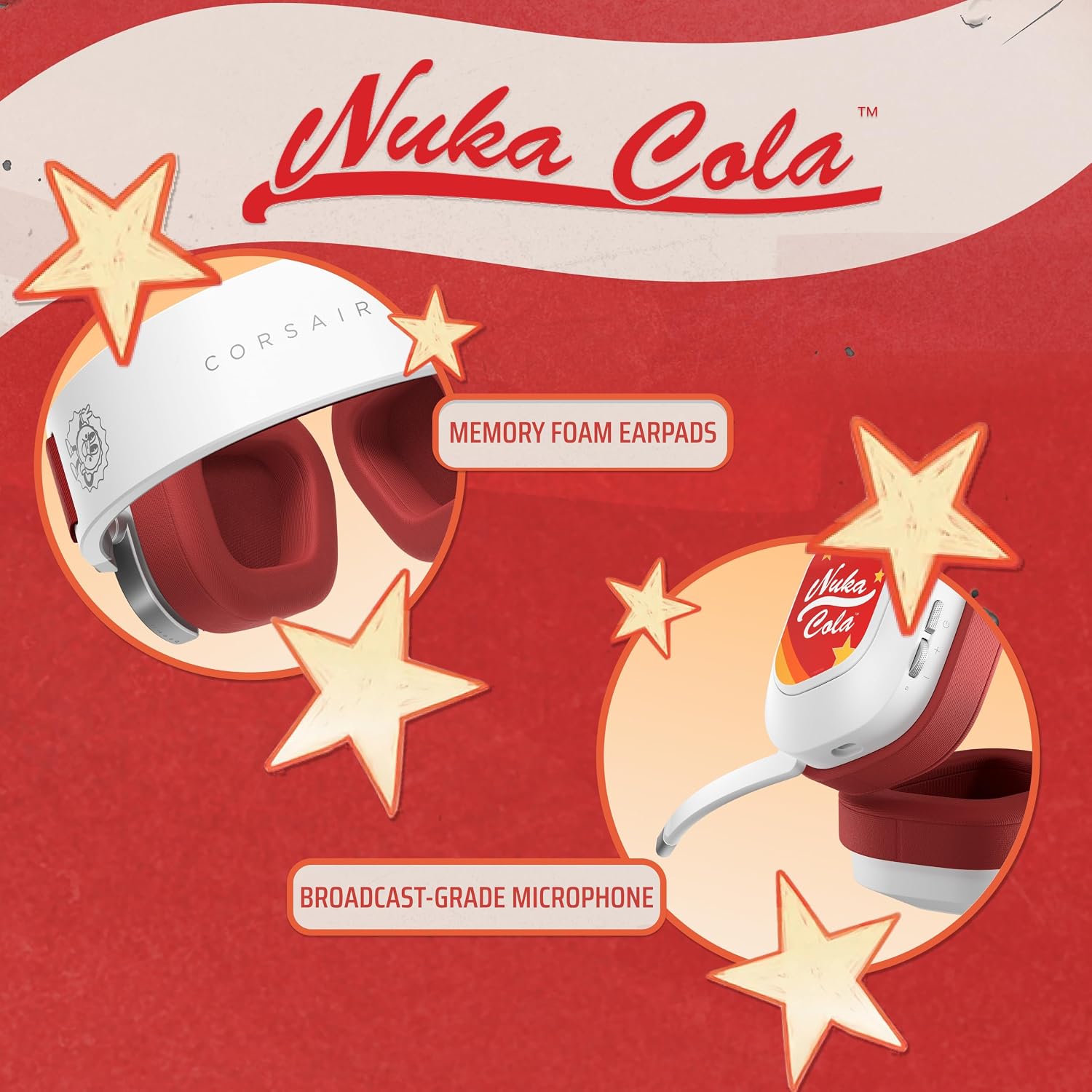 Corsair HS80 RGB Wireless Fallout Nuka-Cola Edition Multiplatform Gaming Headset – Dolby Atmos, Lightweight, Broadcast Quality Microphone – PC, Mac, PS5, PS4
