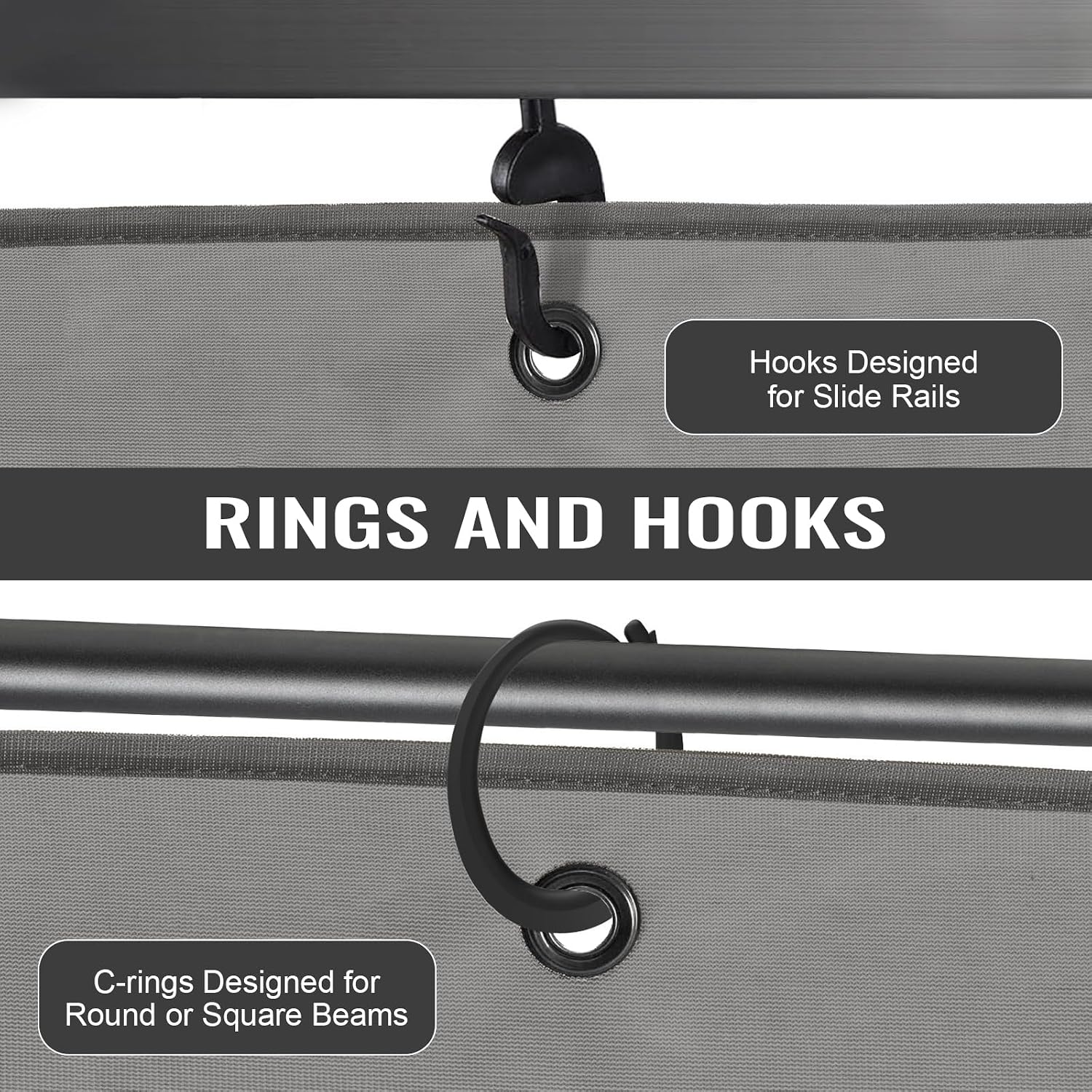 COWVIE 4-Panel 12' x 14' Gazebo Replacement Curtains, Patio Privacy Sidewalls with Double Zipper, Replacement for Outdoor Gazebo Canopy (Curtain Only)