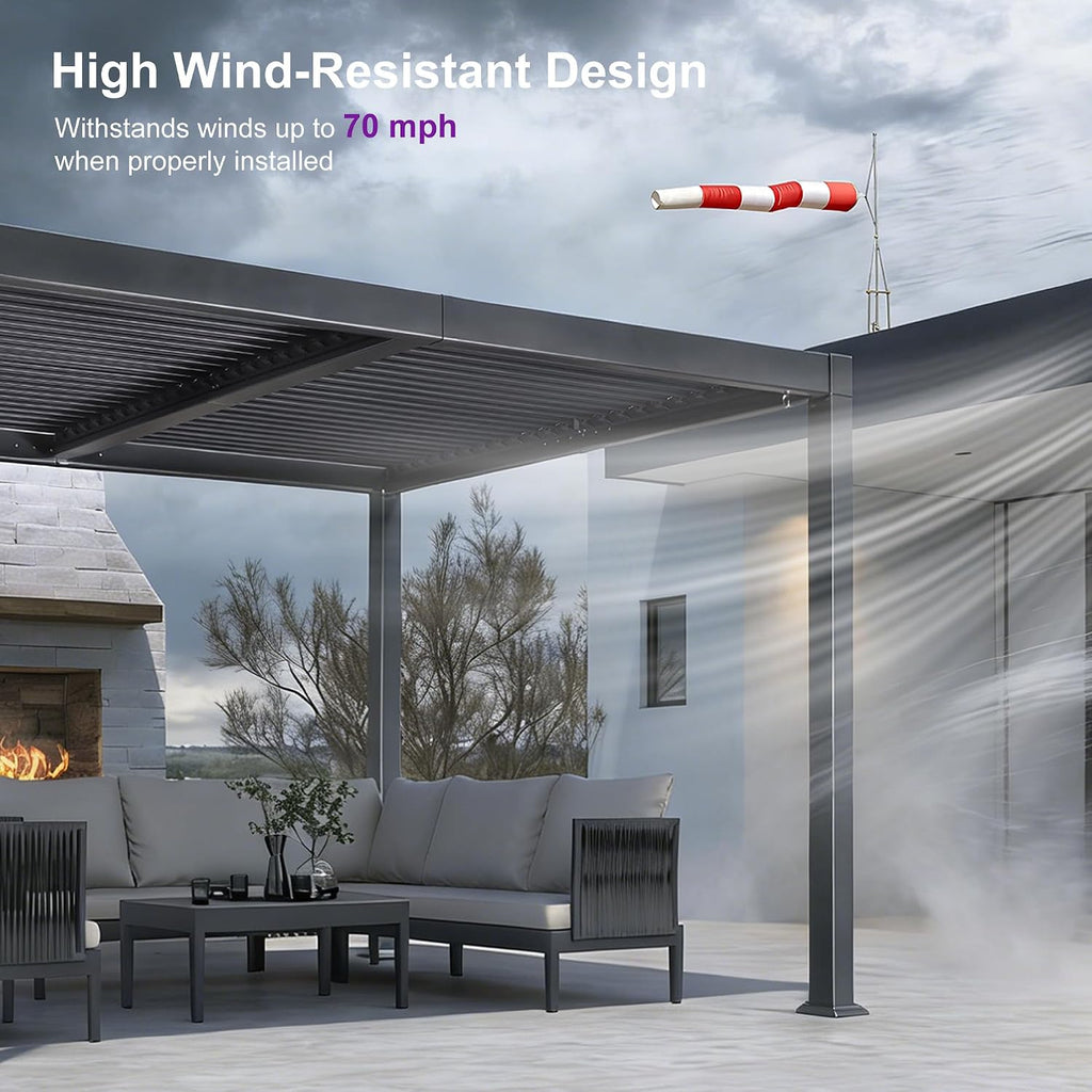 PURPLE LEAF Louvered Pergola 10' x 10' Aluminum Outdoor Pergola with Adjustable Louvers Roof and Integrated Drainage System 70 Mph High Wind Resistant Small Pergolas for Patio Deck Porch Yard