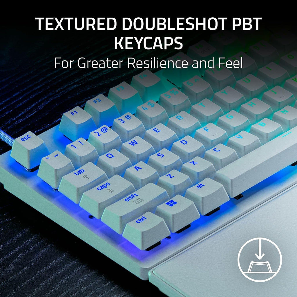 Razer Huntsman V3 Pro TKL 8KHz Esports Gaming Keyboard: Analog Optical Switches Gen 2-8000 Hz Polling Snap Tap - Rapid Trigger - Adjustable Actuation - Media Controls - PBT Keycaps - White