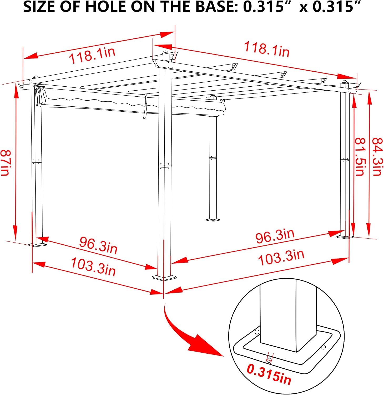 BlueWish 10'x10' Metal Pergola, Pergolas and Gazebos with Upgraded Retractable Canopy, Pergola with Thickened Post for Backyard Deck, Pergolas for Patios Sun Shade Shelter, Beige