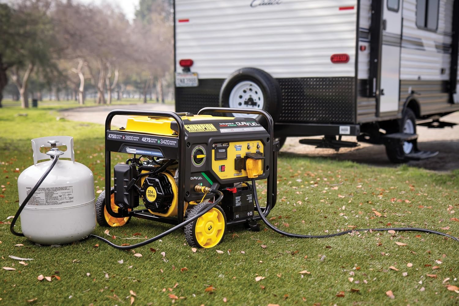 Champion Power Equipment 4750-Watt Electric Start Dual Fuel RV Ready Portable Generator with CO Shield, CARB Compliant
