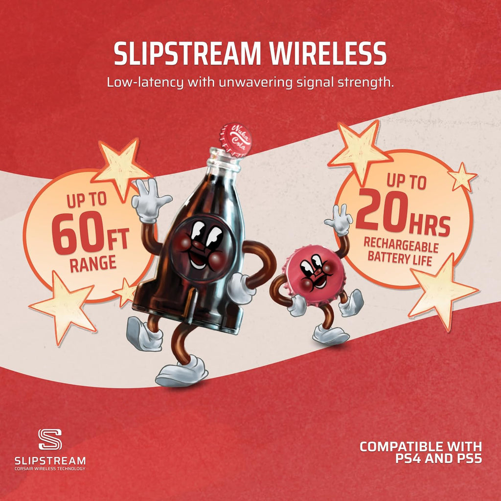 Corsair HS80 RGB Wireless Fallout Nuka-Cola Edition Multiplatform Gaming Headset – Dolby Atmos, Lightweight, Broadcast Quality Microphone – PC, Mac, PS5, PS4