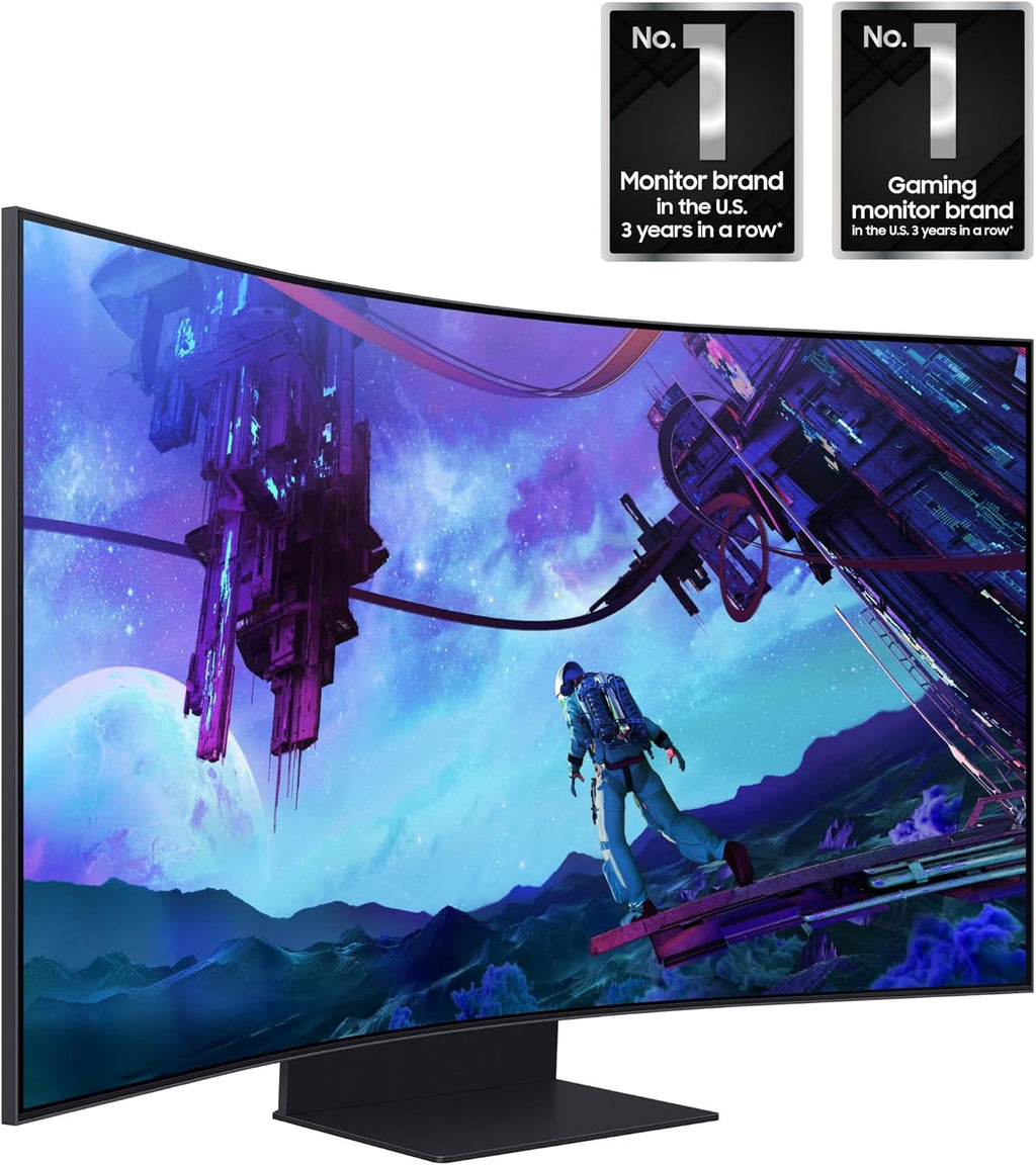 Samsung 55' Odyssey Ark 2nd Gen 4K UHD 1000R Curved Gaming Monitor, 165Hz, 1ms, 4 Input Multi View, Quantum Mini-LED, AMD FreeSync Premium Pro, HDR 10+, Height Adjustable Screen, LS55CG970NNXGO