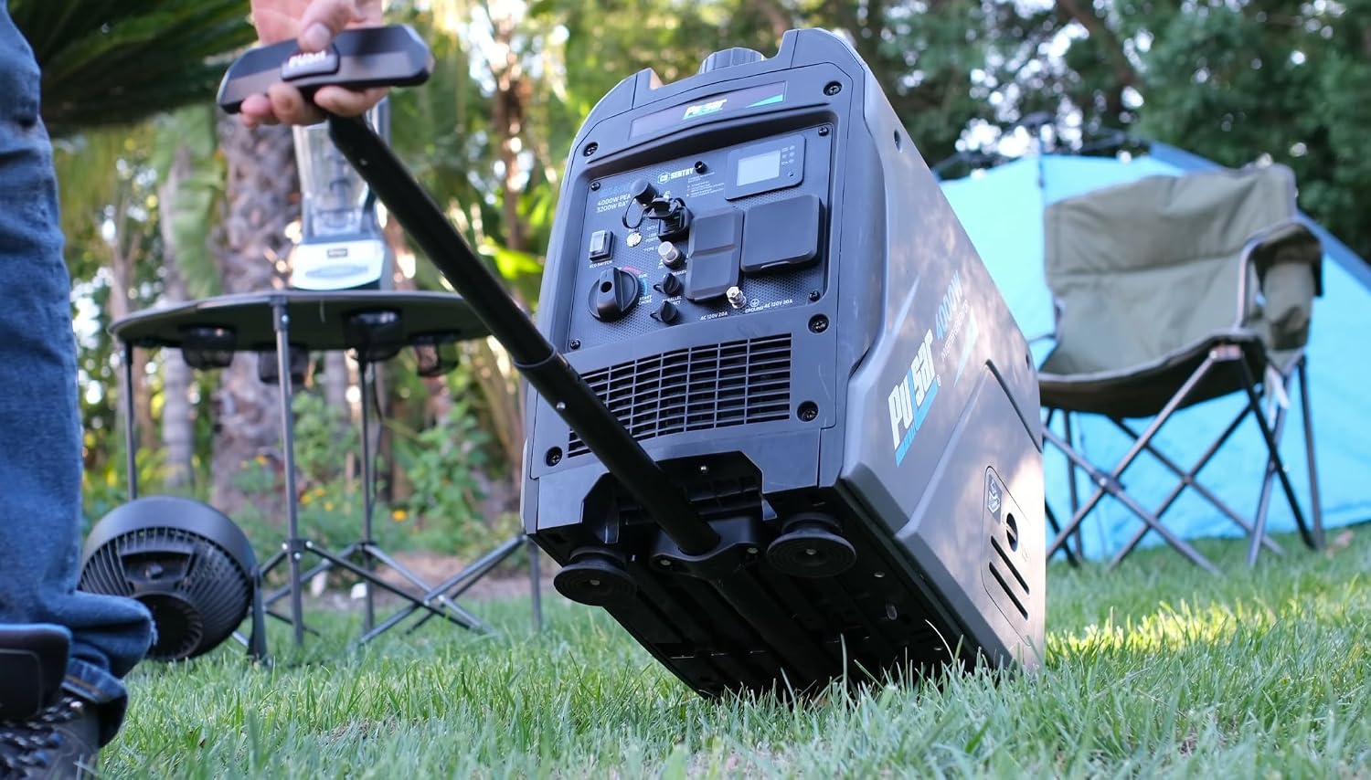 Pulsar Products GX400BN, 4000W Portable Ultra-Quiet Dual Fuel & Parallel Capability, RV-Ready, Handle & Wheels, with CO