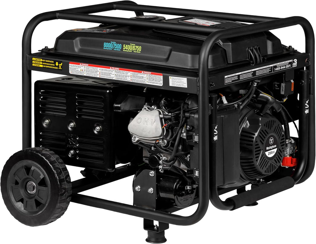 Westinghouse 7500 Peak Watt EFI Dual Fuel Home Backup Portable Generator, Remote Electric Start, Transfer Switch Ready, Gas and Propane Powered, CO Sensor, CARB Compliant