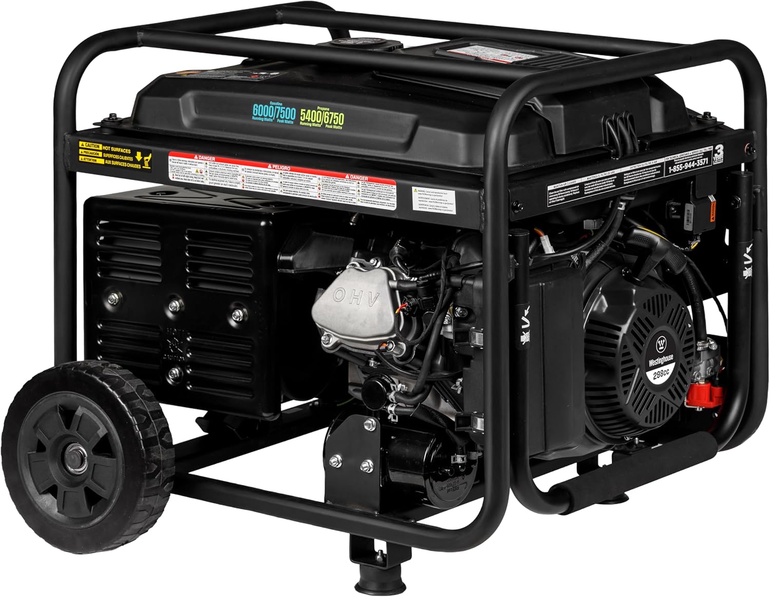 Westinghouse 7500 Peak Watt EFI Dual Fuel Home Backup Portable Generator, Remote Electric Start, Transfer Switch Ready, Gas and Propane Powered, CO Sensor, CARB Compliant