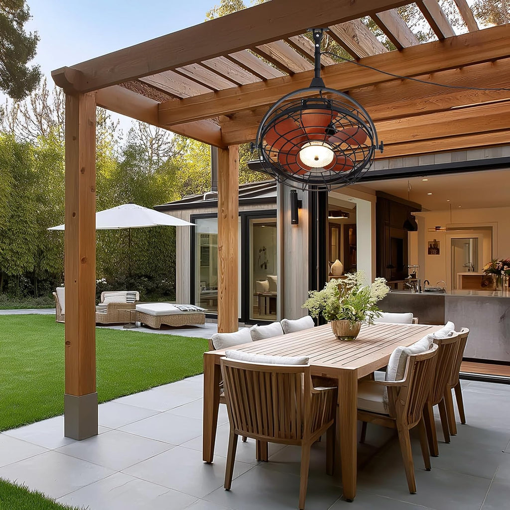 23' Waterproof Outdoor Ceiling Fan with Light, Outdoor Hanging Fan for Patio, 6-Speed & 3 CCT LED, Caged Ceiling Fan with Smart APP & Remote Control, Perfect for Gazebo, Pergola, Canopy