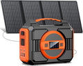 Apowking Portable Solar Powered Generator 300W Rated, with Solar Panels 40W Included, 220Wh Power Bank with AC Outlet 110V, and 10*DC Connectors, Pure Sine Wave for Home Use Camping Outdoor