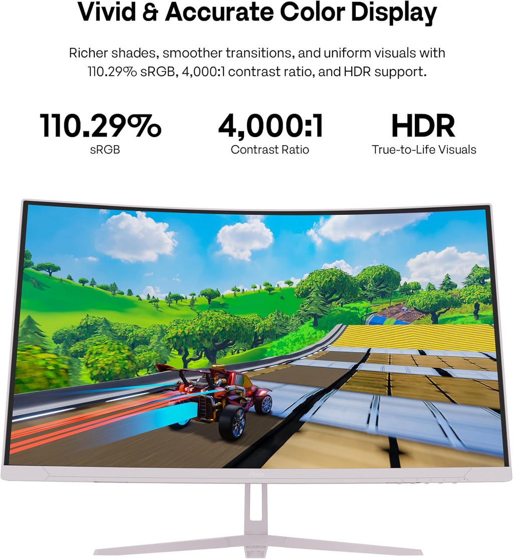 Pixio PXC279 Wave Pink 27 inch 300Hz Refresh Rate FHD 1080p Resolution 1650R Curved Fast VA Panel 1ms GTG Response Time Adaptive Sync HDR Curved Gaming Monitor