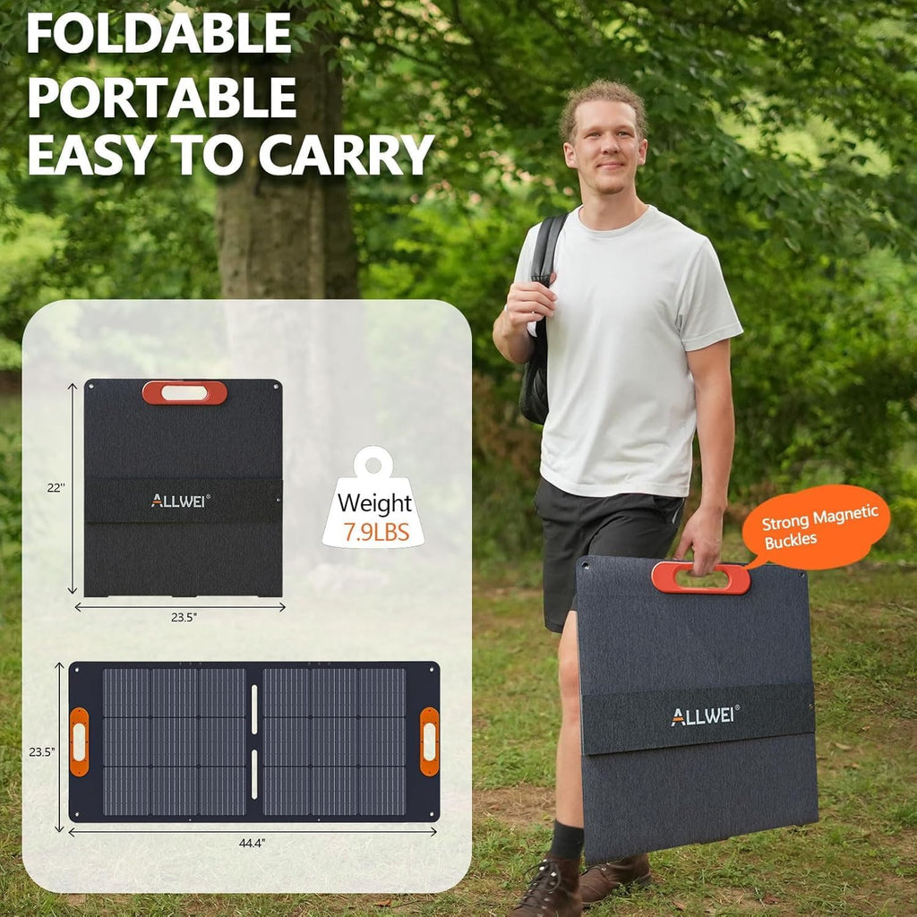 ALLWEI 300W Solar Generator with 100W Solar Panel Included, 256Wh Portable Power Station with AC Outlet USB Port, Solar Powered Battery Generator for Outdoor Camping, Home Backup, Power Outage