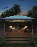 Garveelife Pop Up Gazebo 12x12, Canopy Tent with Mosquito Netting, One Push Setup for Backyard Patio Garden with 4 Sand Bags- Blue