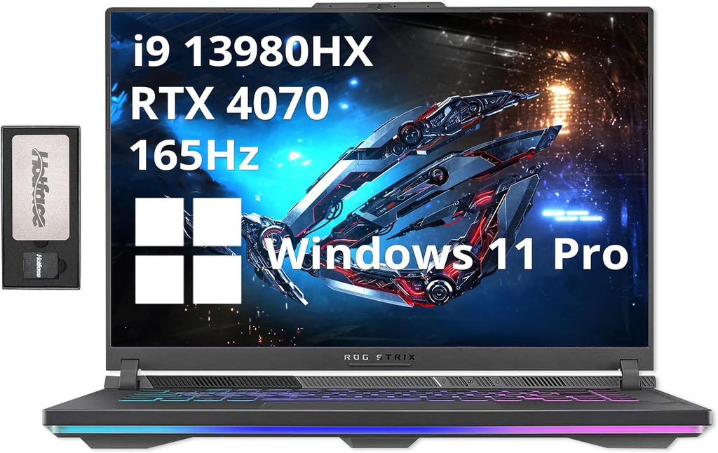 ASUS ROG Strix G16 16' FHD 165Hz Gaming Laptop, Intel i9-13980HX, GeForce RTX 4070, 64GB DDR5, 2TB SSD, 4-Zone RGB Backlit Keyboard, WiFi 6E, Win 11 Pro, Gray, 128GB Docking Station Set