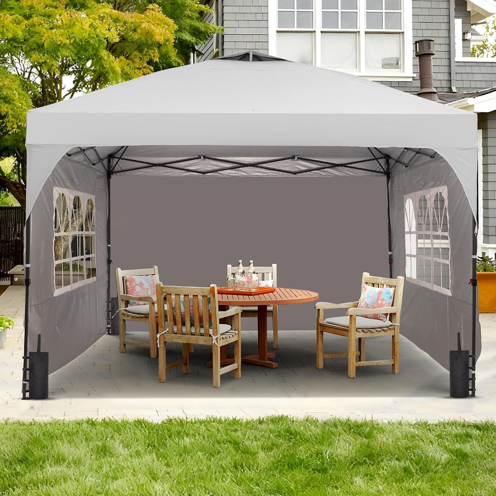 12x12 Pop Up Canopy Tent with One Push Setup, Outdoor Sun Shade Canopy with Vent Top for Backyard Party, Easy Up Instant Shelter with 4-Sandbags & Wheel Bag, White.