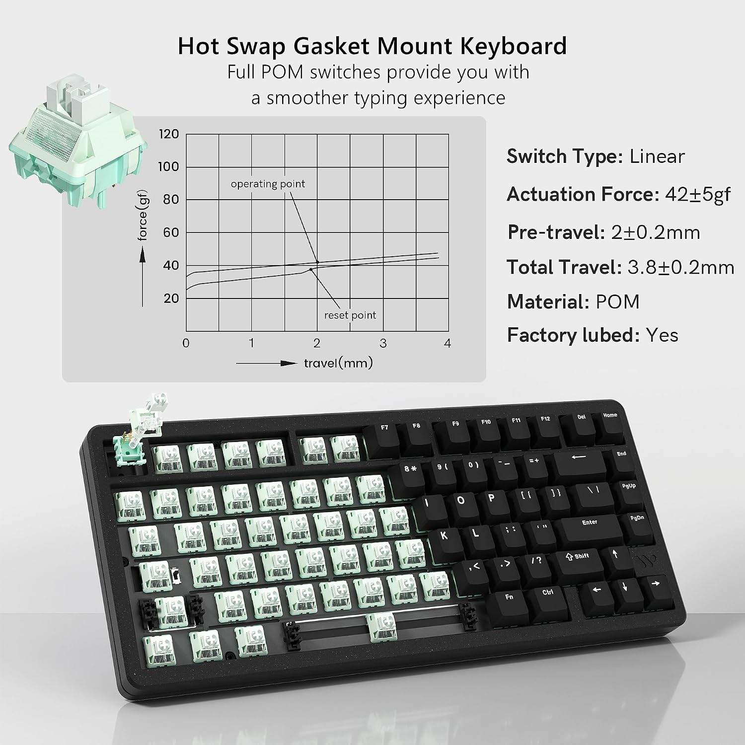 Womier SK75 75% Keyboard with Full Aluminum Wireless Mechanical Gaming Keyboard, VIA Custom Pre-lubed POM Switches RGB Creamy Gaming Key Board, 3-Modes Gasket Hot Swappable, Black