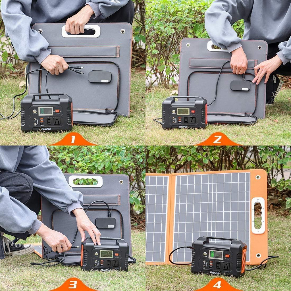 Solar Generator With Solar Panel Included, FF Flashfish 151Wh/40800mAh Portable Power Station+100W Solar Panel(DC/USB-A/USB-C Output), Backup Power Battery For Camping Home Power Outage