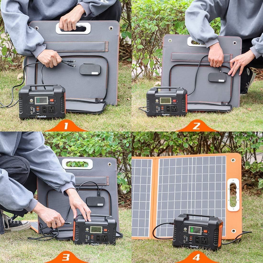 Solar Generator With Solar Panel Included, FF Flashfish 151Wh/40800mAh Portable Power Station+100W Solar Panel(DC/USB-A/USB-C Output), Backup Power Battery For Camping Home Power Outage