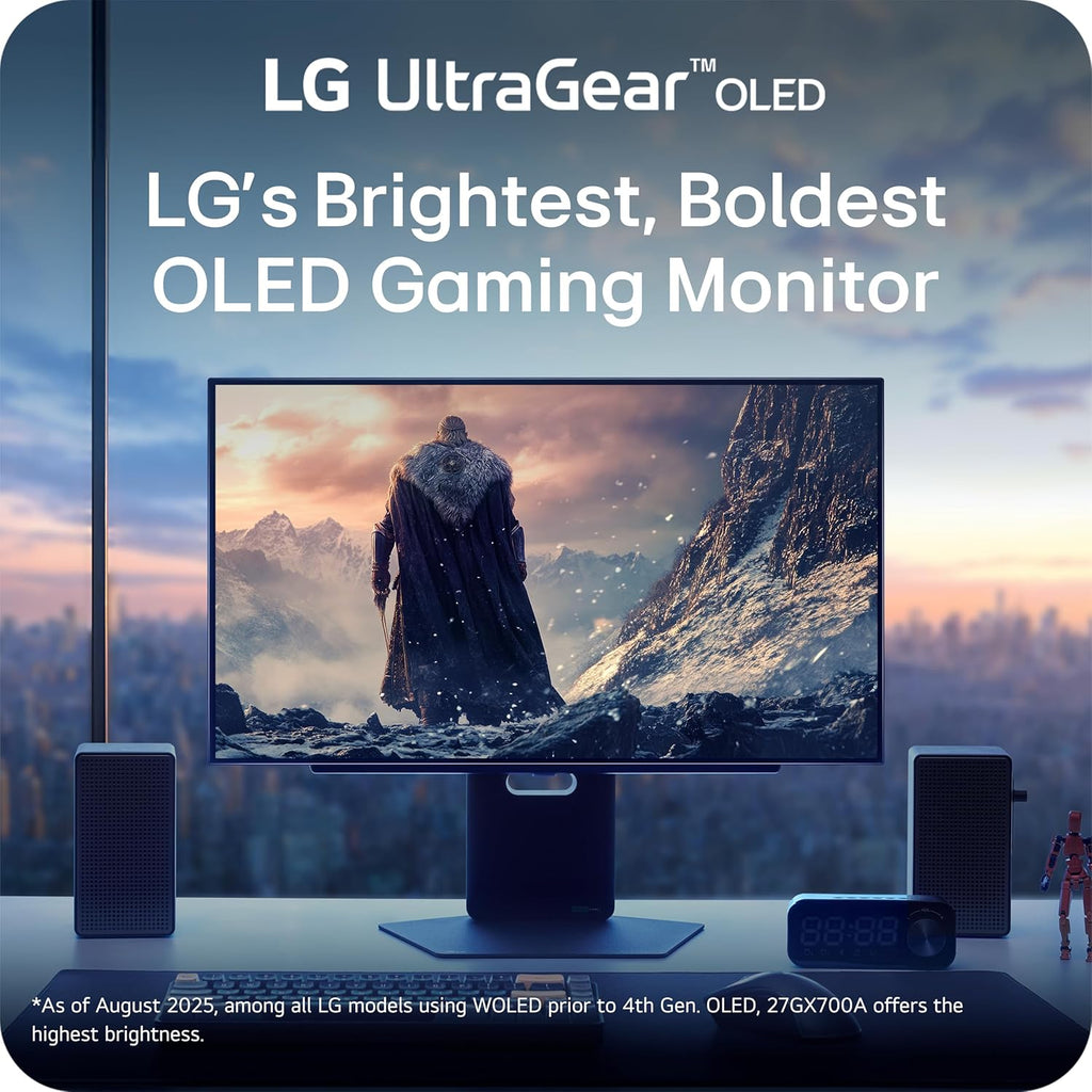 LG 27GX700A-B 27-inch Ultragear QHD (2560 x 1440) OLED Gaming Monitor, 280Hz, 0.03ms, NVIDIA G-Sync, AMD FreeSync Premium Pro, VESA DisplayHDR TrueBlack500, with up to DCI-P3 99.5%, HDMI 2.1, Black