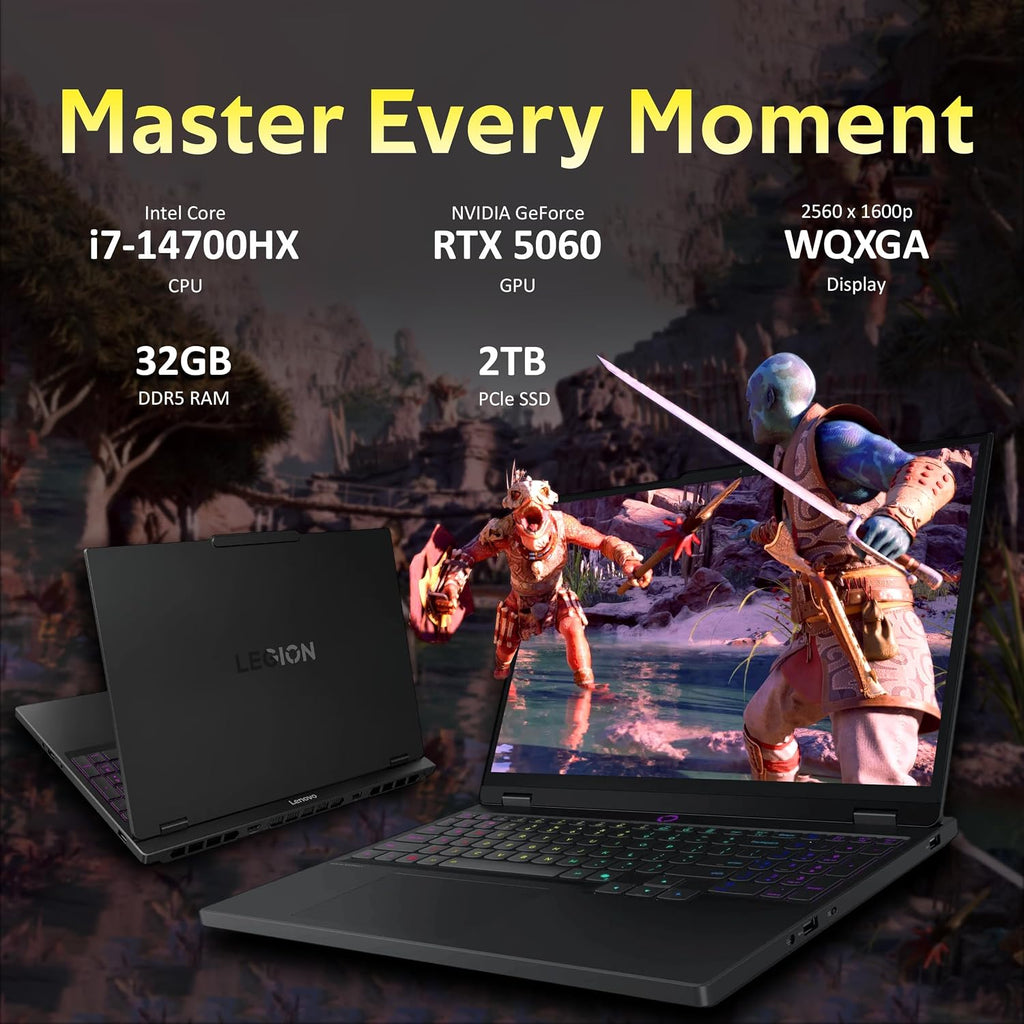 Lenovo Legion 5 15.1' WQXGA 165Hz Gaming Laptop, Intel i7-14700HX, RTX 5060 8GB GDDR7, 32GB DDR5, 2TB SSD, 24-Zone RGB Backlit Keyboard, 5.0MP Camera, Wi-Fi 7, Win 11, Black, 512GB Docking Station Set