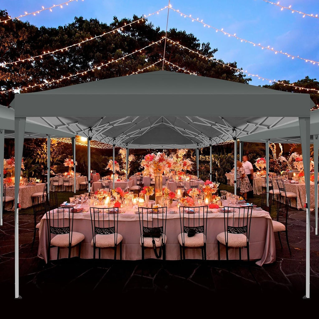 COBIZI 10x30 Pop Up Canopy Tent with 8 Sidewalls Party Tents for Parties Weddings Backyard Waterproof Commercial Instant Outdoor Events Tent with Stakes, Ropes,Sandbags（10 x 30 ft Gray