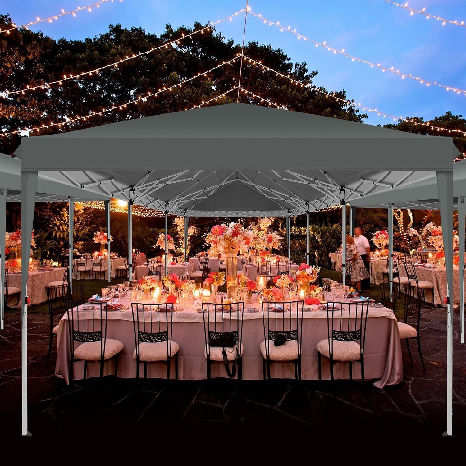 COBIZI 10x30 Pop Up Canopy Tent with 8 Sidewalls Party Tents for Parties Weddings Backyard Waterproof Commercial Instant Outdoor Events Tent with Stakes, Ropes,Sandbags（10 x 30 ft Gray