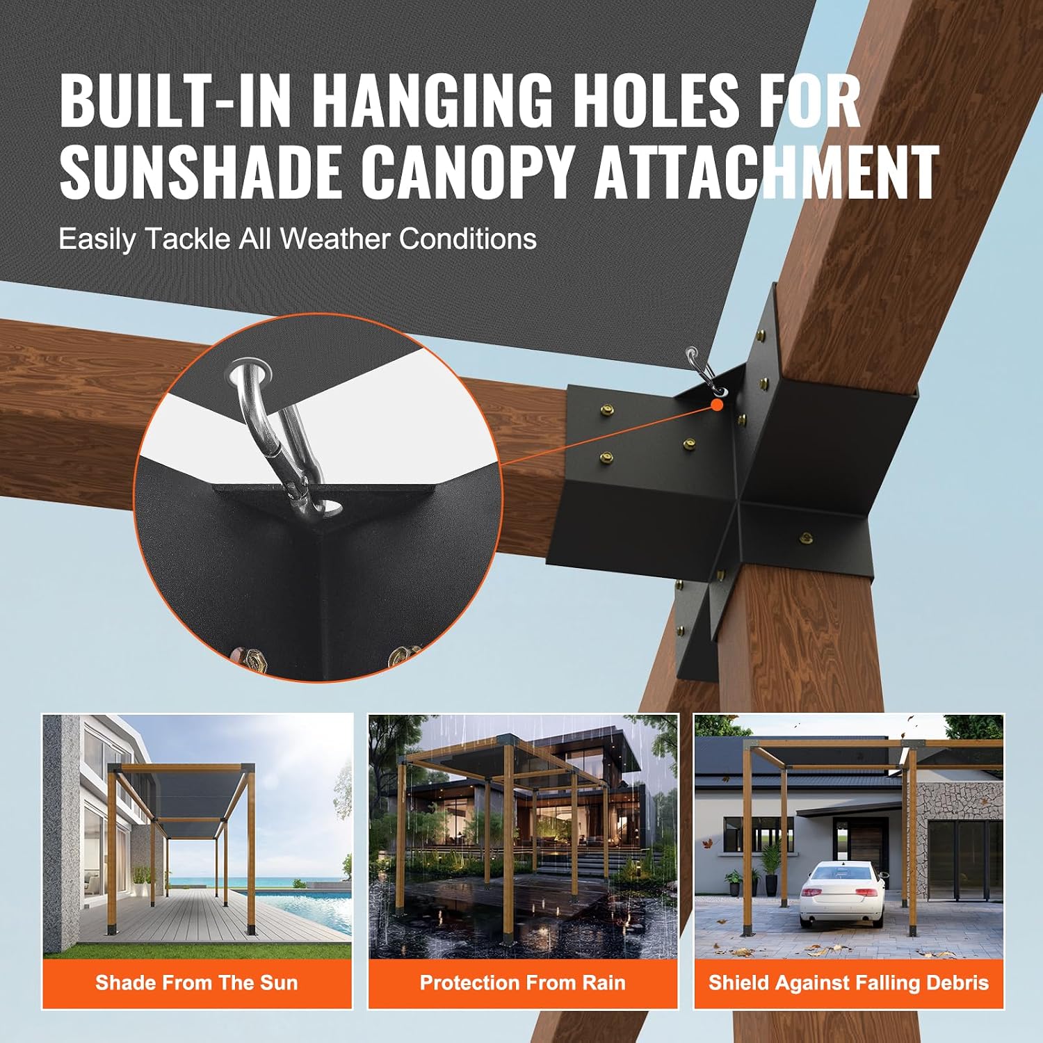 VEVOR Pergola Bracket Kit, 4x4 Inch (Inner Size 3.5x3.5), 2 Pcs 4-Way Heavy Duty Corner Bracket Woodworks DIY Post Base Kit, Easy Installation Wooden Beams for Gazebos, Patio Pergolas, Log Cabin