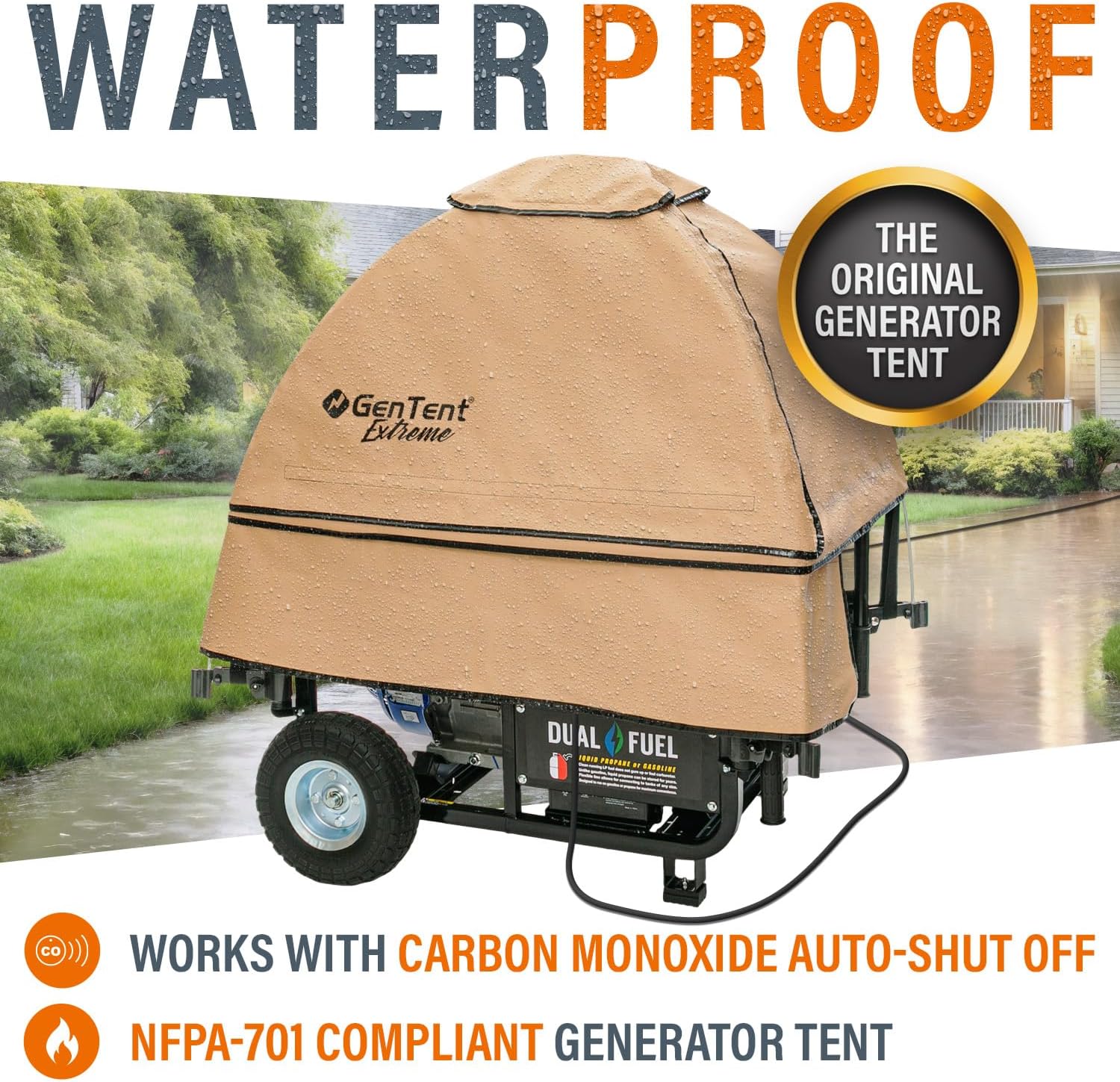 GenTent Open Frame Running Cover - Universal Adapter Kit Generator Tent (Beige, Original - Extreme)