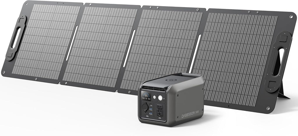 Dabbsson 298Wh Solar Generator with 120W Solar Panel, 300W Power Station,1.5X Extended Runtime,2xPure Sine Wave AC Outlets,60W USB-C, 300E Semi-Solid LiFePO4 Battery,for Camping,RV Trip,Home